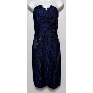 Vtg Watters Blue Brocade Strapless Dress Size 4 Regencycore Old Money 80s 90s